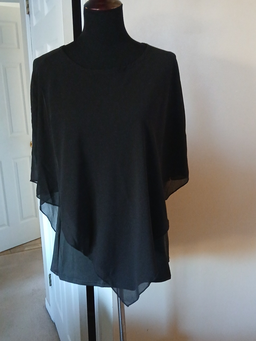 Women's Black Layered Chiffon Blouse